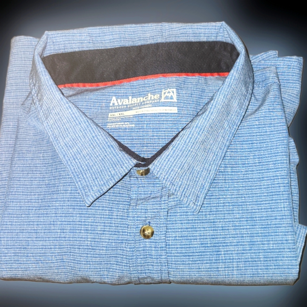 AVALANCHE Mens 2XL Shirt Short Sleeve Button Up XXL Outdoor Camping Hiking